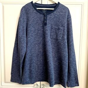 Gap Men’s XL Blue Crew Neck Cozy Soft Brushed Long Sleeve Henley Sweatshirt